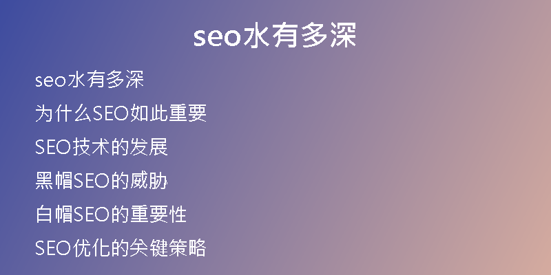seo水有多深