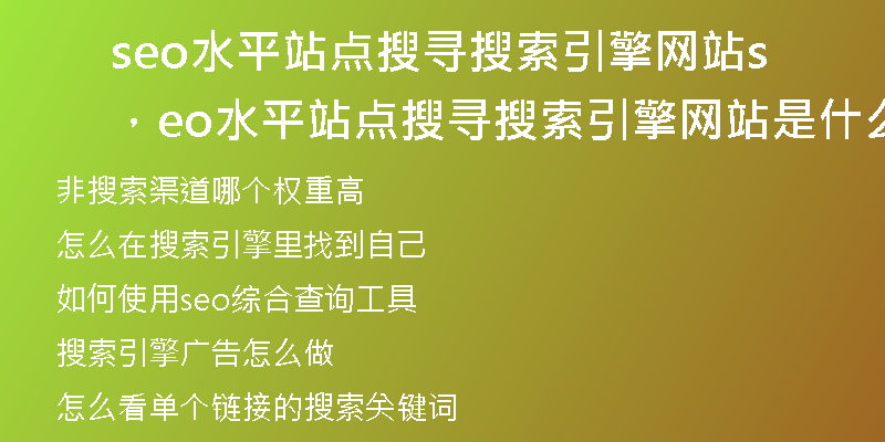seo水平站点搜寻搜索引擎网站，seo水平站点搜寻搜索引擎网站是什么