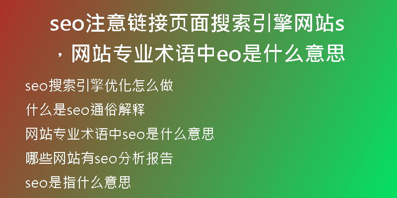 seo注意链接页面搜索引擎网站，网站专业术语中seo是什么意思