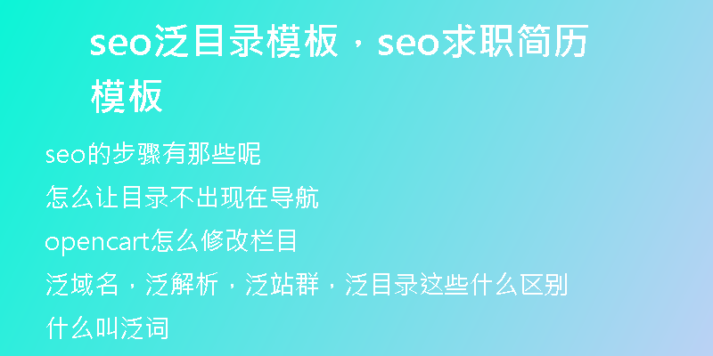 seo泛目录模板，seo求职简历模板