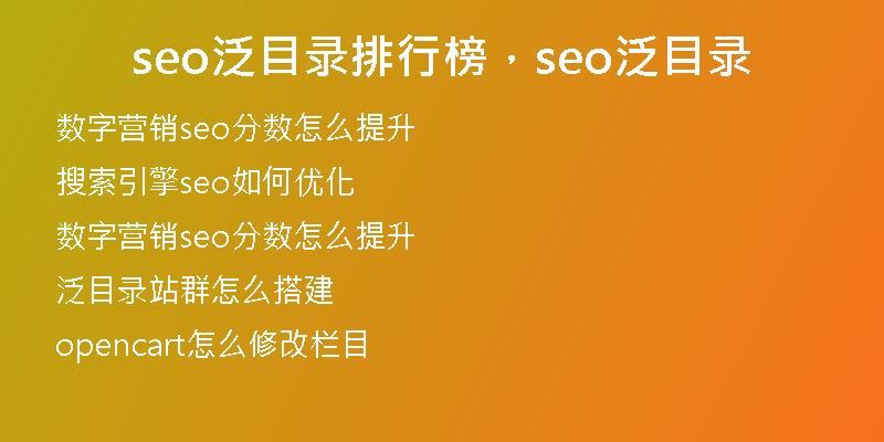 seo泛目录排行榜，seo泛目录