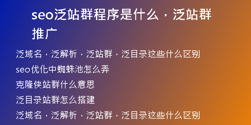 seo泛站群程序是什么，泛站群推广