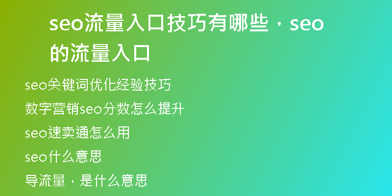seo流量入口技巧有哪些,seo的流量入口