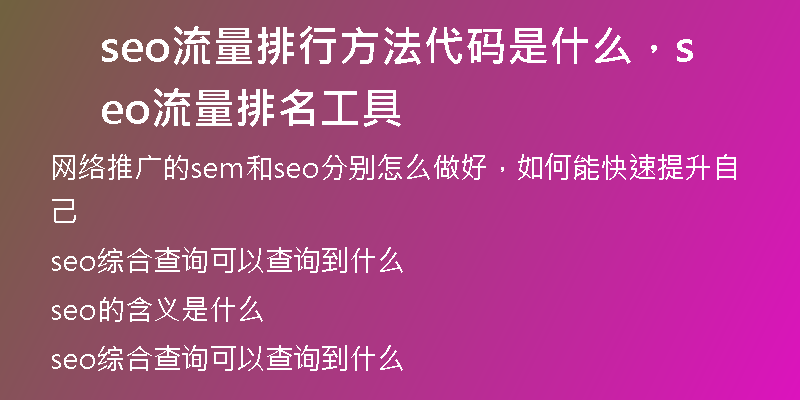 seo流量排行方法代码是什么，seo流量排名工具