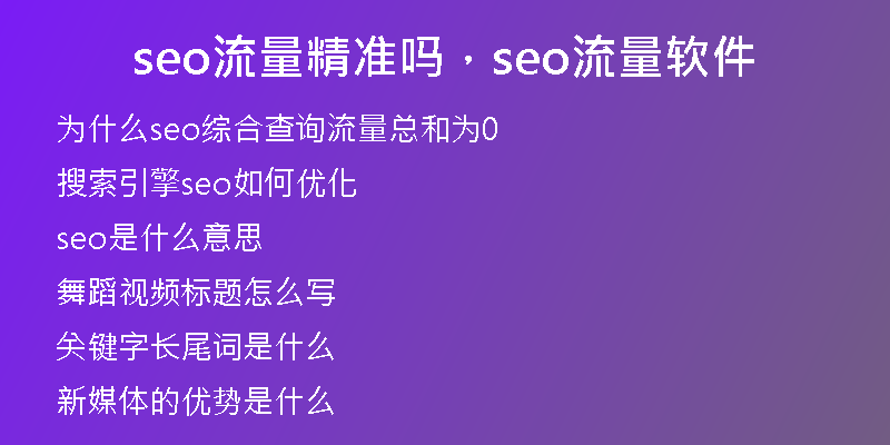 seo流量精准吗，seo流量软件