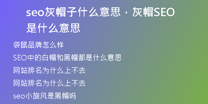 seo灰帽子什么意思，灰帽SEO是什么意思