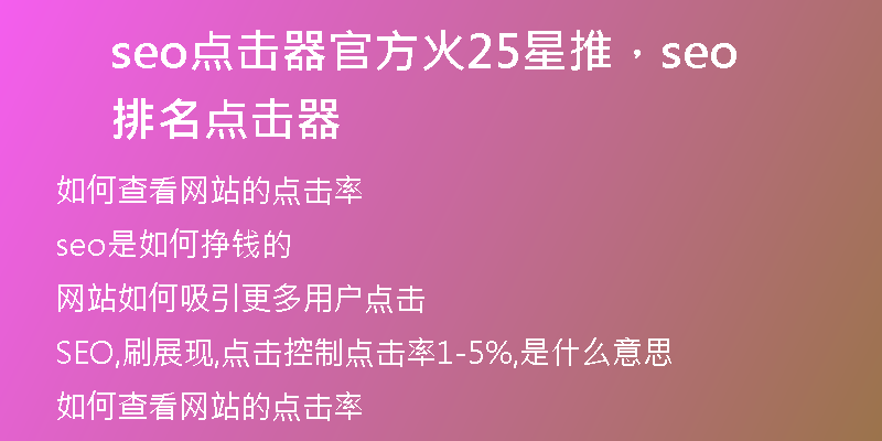 seo点击器官方火25星推，seo排名点击器