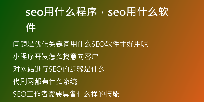 seo用什么程序，seo用什么软件