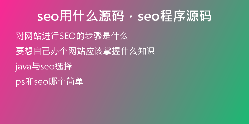 seo用什么源码，seo程序源码