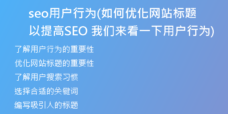 seo用户行为(如何优化网站标题以提高SEO 我们来看一下用户行为)