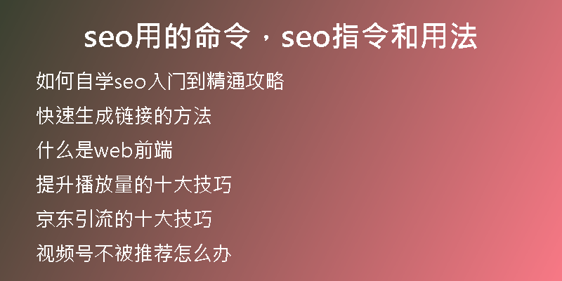 seo用的命令，seo指令和用法