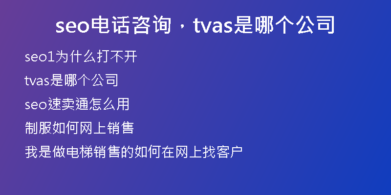 seo电话咨询，tvas是哪个公司