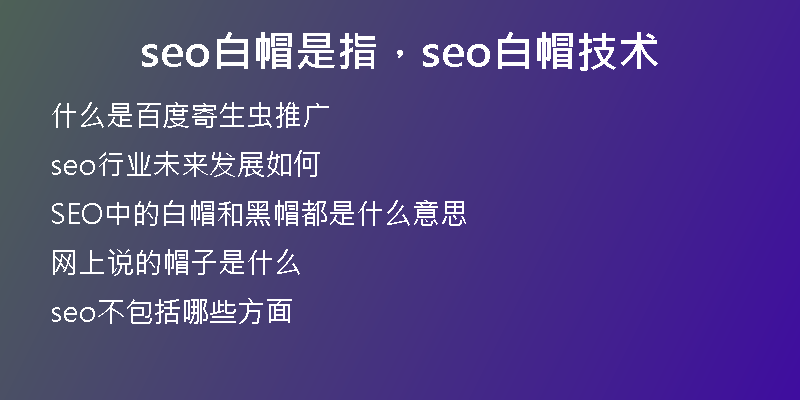 seo白帽是指，seo白帽技术