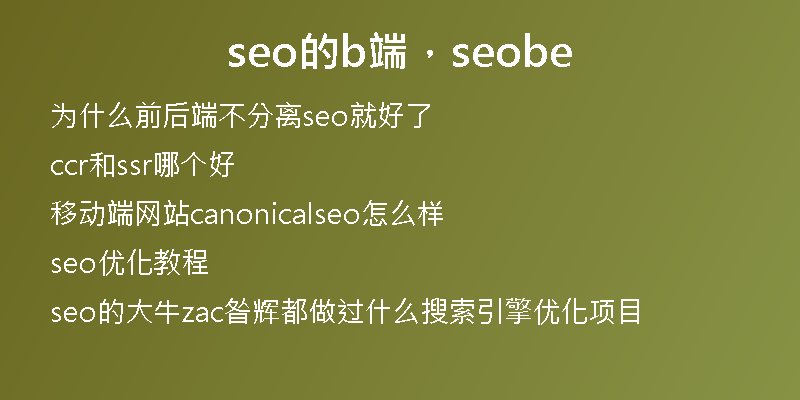 seo的b端，seobe