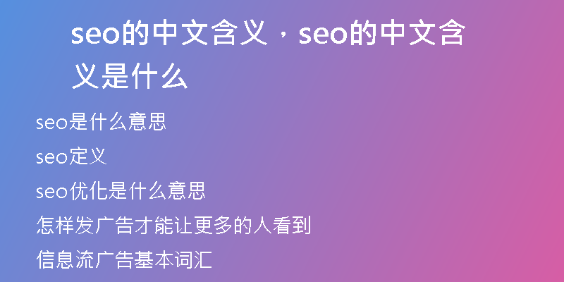 seo的中文含义，seo的中文含义是什么