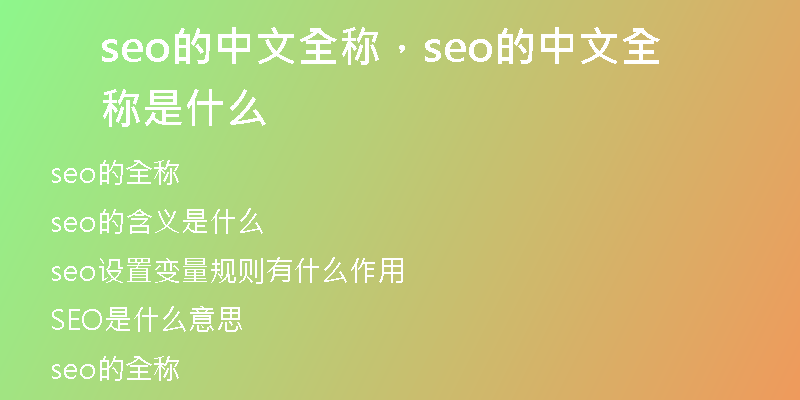 seo的中文全称,seo的中文全称是什么
