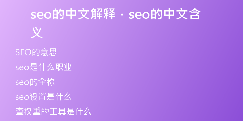 seo的中文解释，seo的中文含义