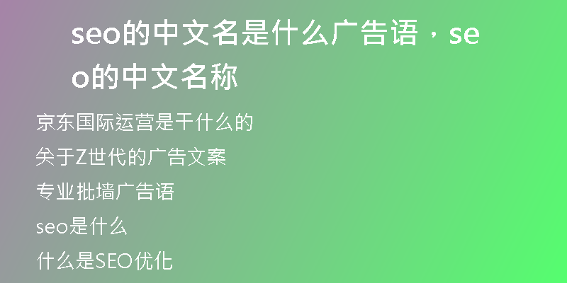 seo的中文名是什么广告语，seo的中文名称