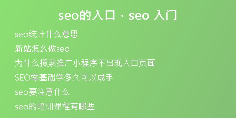 seo的入口，seo 入门