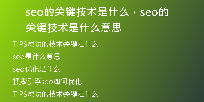 seo的关键技术是什么，seo的关键技术是什么意思