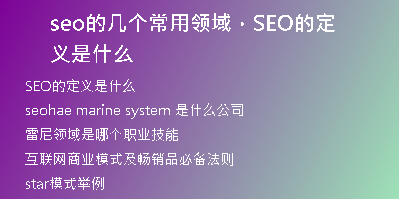 seo的几个常用领域，SEO的定义是什么