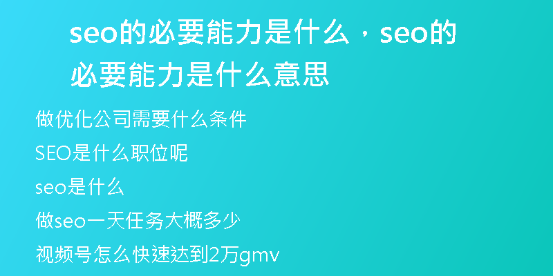 seo的必要能力是什么，seo的必要能力是什么意思