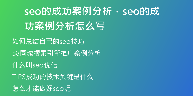 seo的成功案例分析，seo的成功案例分析怎么写