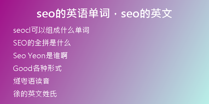 seo的英语单词，seo的英文