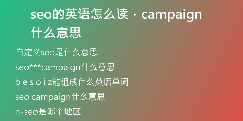 seo的英语怎么读，campaign什么意思
