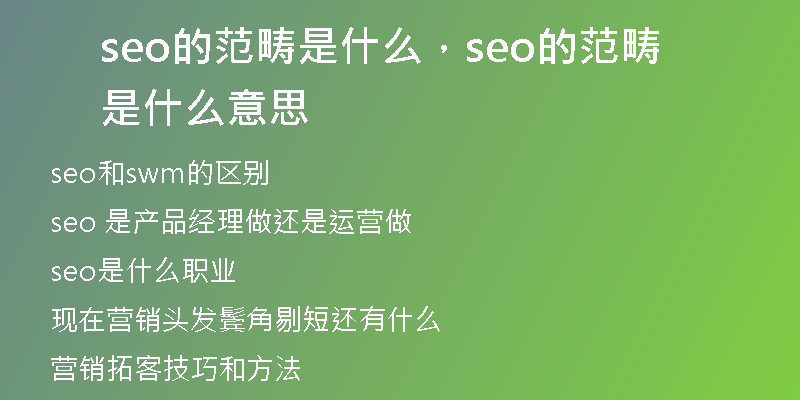 seo的范畴是什么，seo的范畴是什么意思