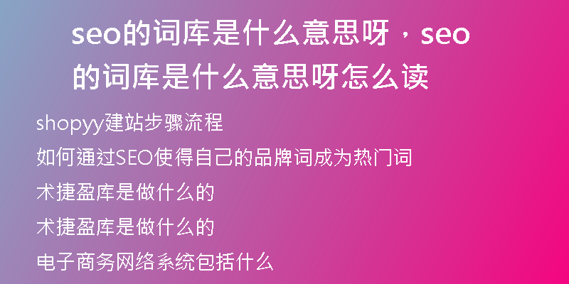 seo的词库是什么意思呀，seo的词库是什么意思呀怎么读