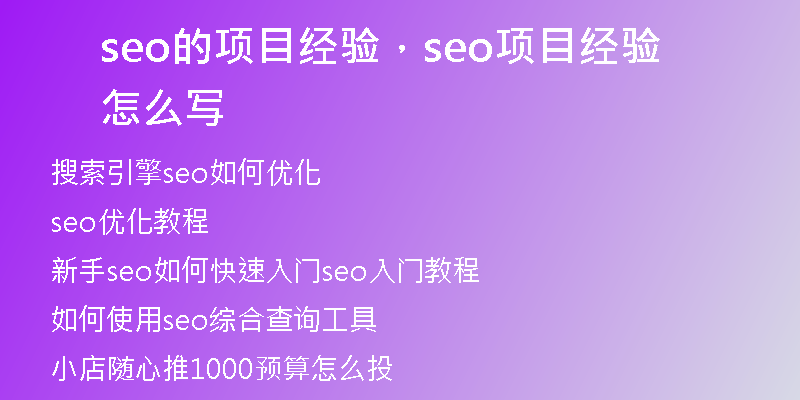 seo的项目经验，seo项目经验怎么写