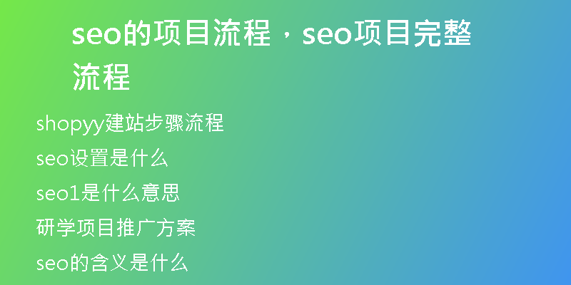 seo的项目流程，seo项目完整流程