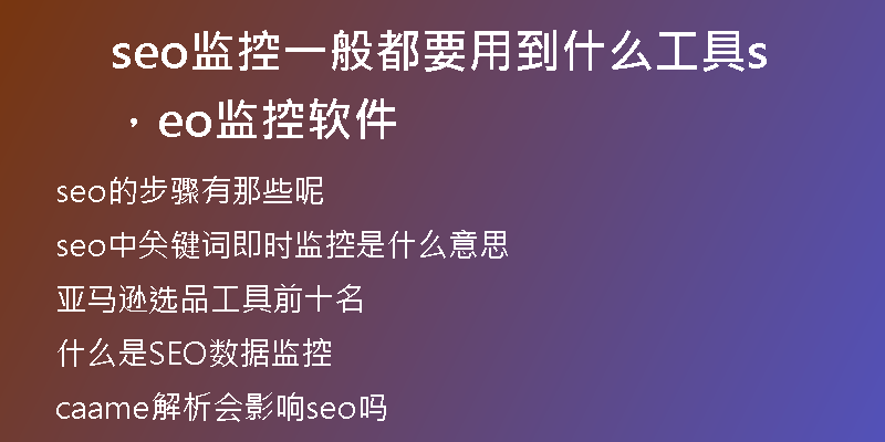 seo监控一般都要用到什么工具，seo监控软件
