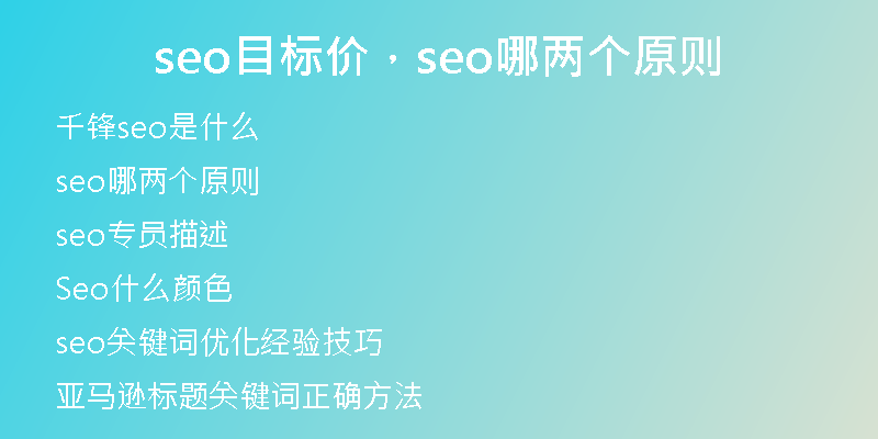 seo目标价,seo哪两个原则