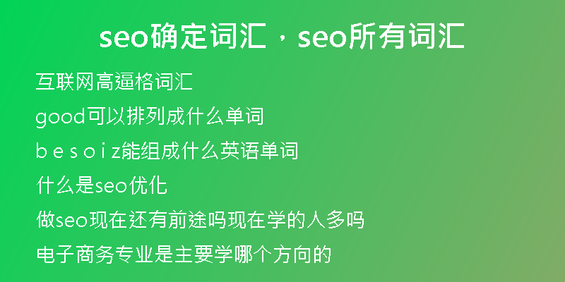 seo确定词汇，seo所有词汇
