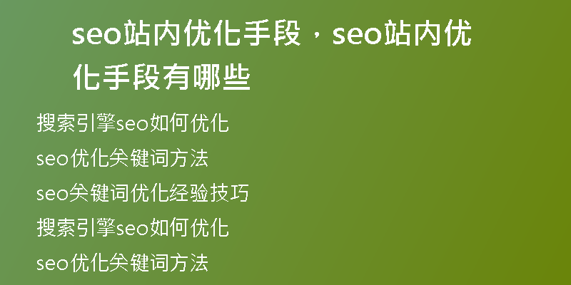 seo站内优化手段，seo站内优化手段有哪些