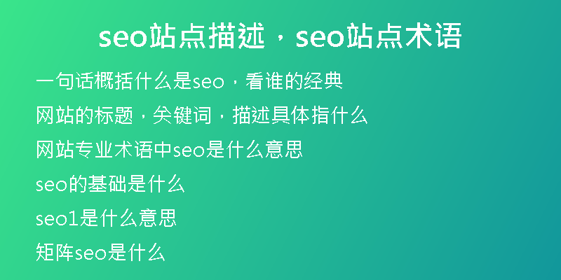 seo站点描述，seo站点术语