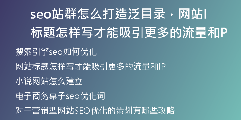 seo站群怎么打造泛目录，网站标题怎样写才能吸引更多的流量和IP