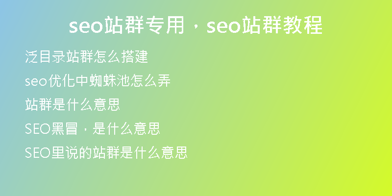 seo站群专用，seo站群教程