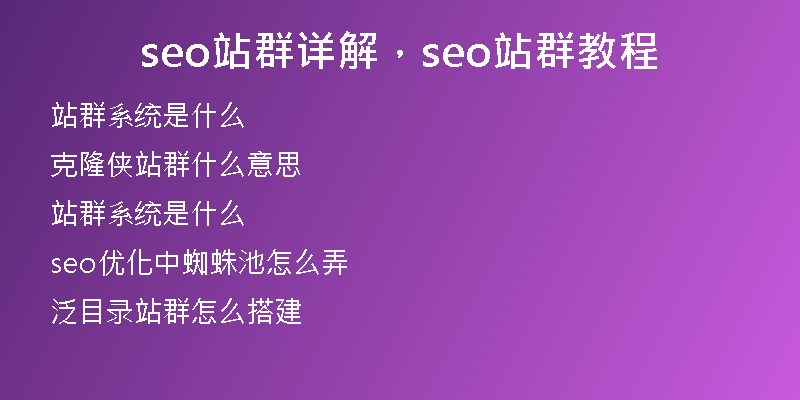 seo站群详解，seo站群教程