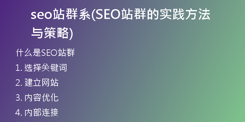 seo站群系(SEO站群的实践方法与策略)