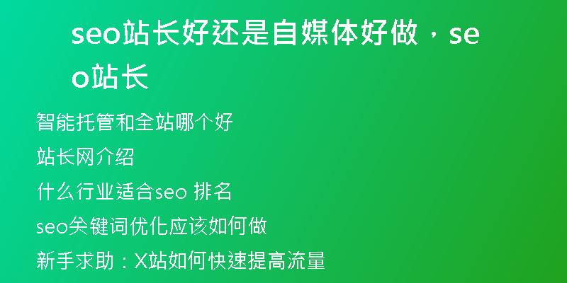 seo站长好还是自媒体好做，seo 站长