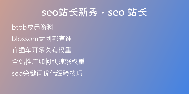 seo站长新秀，seo 站长