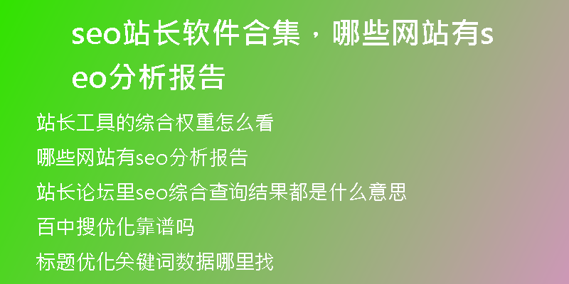 seo站长软件合集，哪些网站有seo分析报告