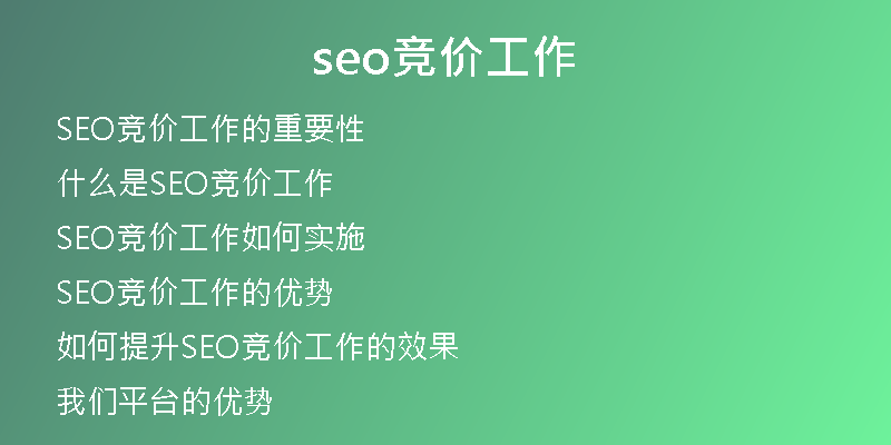 seo竞价工作