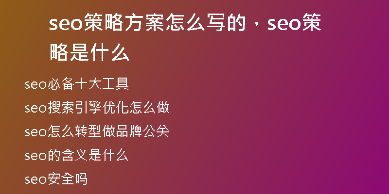 seo策略方案怎么写的，seo策略是什么