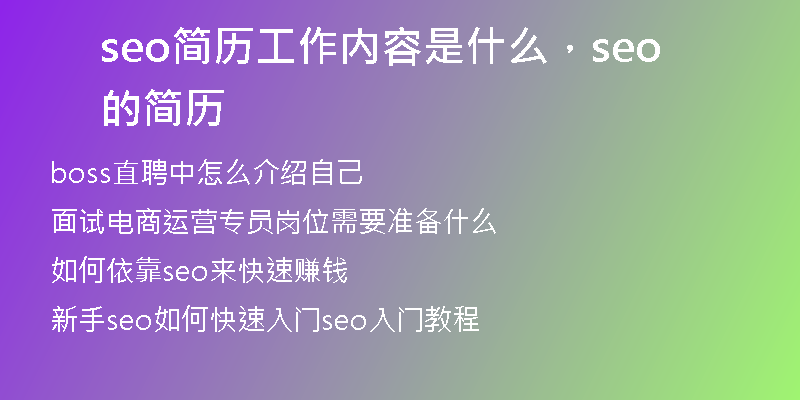 seo简历工作内容是什么，seo的简历