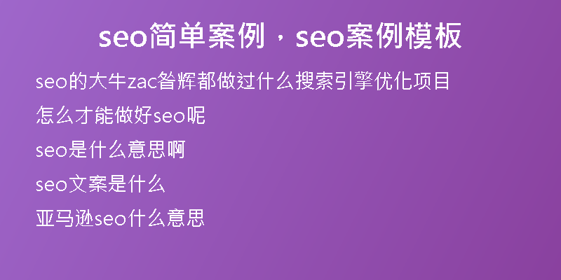 seo简单案例，seo案例模板