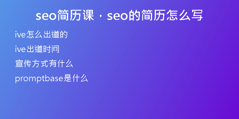 seo简历课，seo的简历怎么写